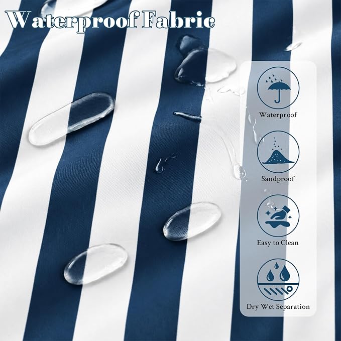 Large Beach Bags for Women, Waterproof Sandproof Beach Tote Bags Swim Pool Bags with Zipper & Wet Pocket Family - Image 3
