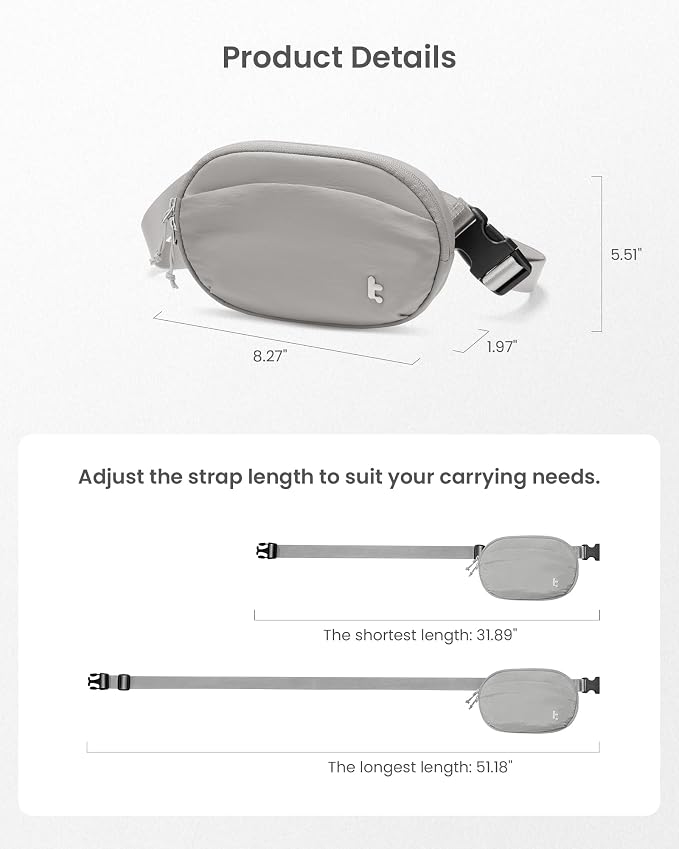 tomtoc Belt Bag with RFID Blocking, Cross Body Fanny Pack for Women Men, Sling Waist Bags with Adjustable Strap for Travel Walk - Image 8