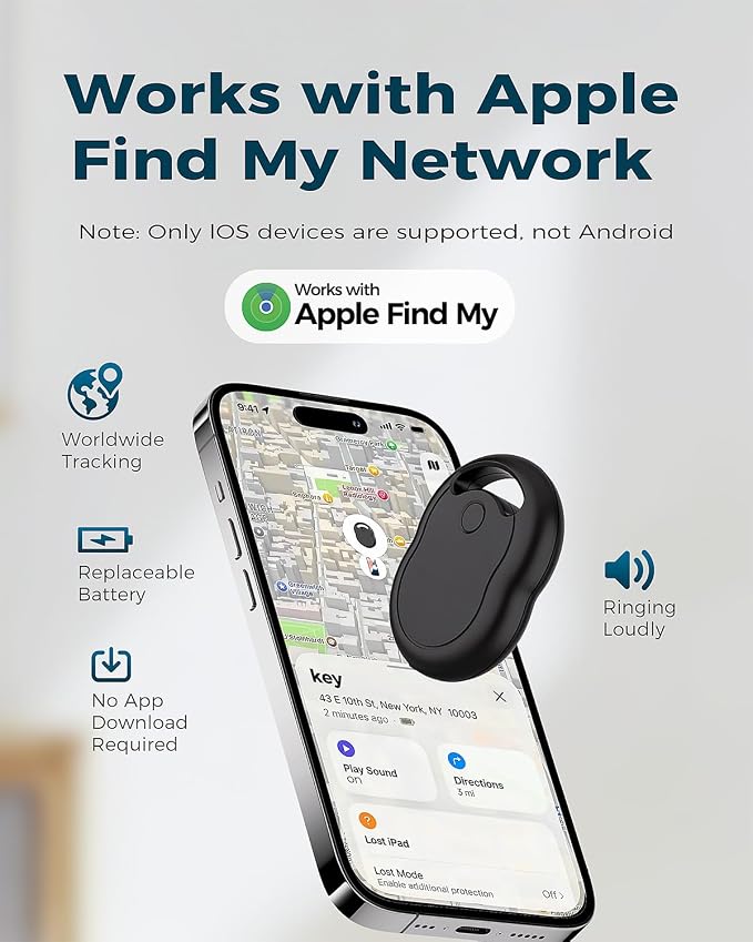 Air Tracker Tag, Bluetooth Tracker & Key Finder for Luggage, Wallet, Backpack, Works with Apple Find My (iOS Only) 1 Pack Item Smart Locator - Image 2