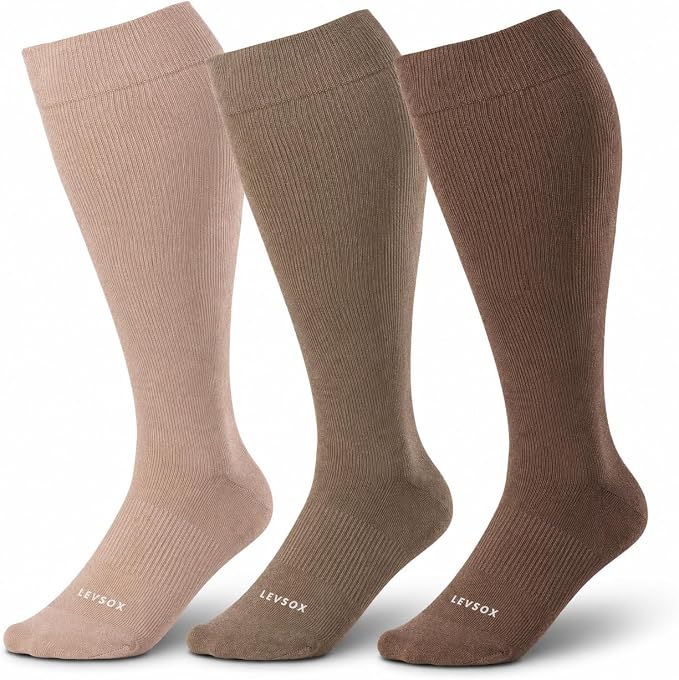 LEVSOX Wide Calf Compression Socks for Women&Men Plus Size 15-20mmHg Knee High Large Support Stockings for Circulation by Levsox