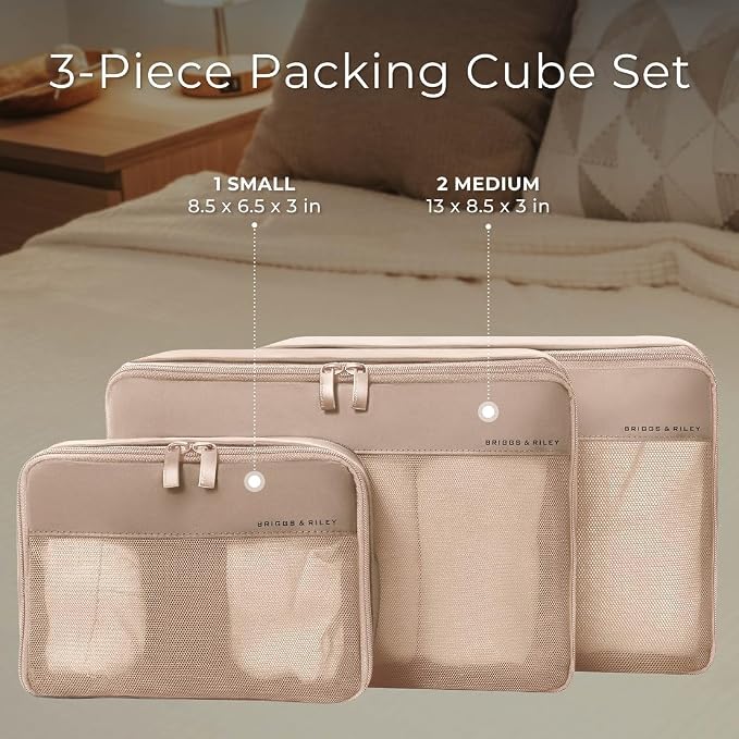 Briggs & Riley Travel Essentials Carry-On Compression Packing Cube Set, Tan - Image 3