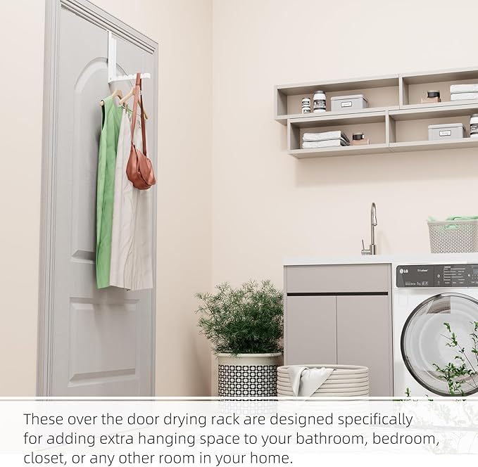 Over the Door Hook, Door Hooks for Hanging Towels, Bags,Coats,Umbrellas, Mirrors, Over Door Dual-Hook, Suitable for Bathrooms, Bedrooms, Laundry Rooms, Kitchens, Storage Rooms (White-2-BK) - Image 8