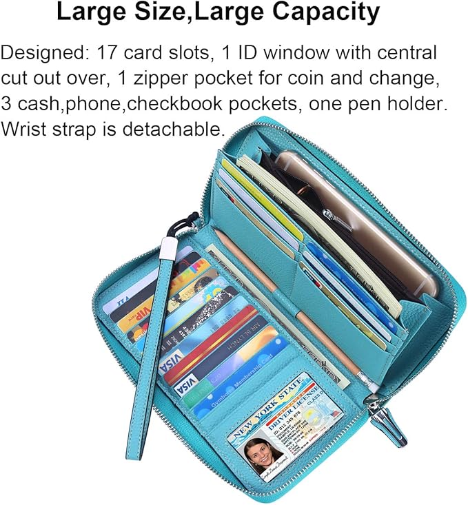 Small Compact Women Wallet RFID Blocking Genuine Leather Bifold Purse with ID Windows - Image 4