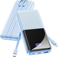 CFIAI Portable Charger 15000mAh Slim Power Bank with Built in Cables | 22.5W Fast Charge, Travel Essential, 50% Larger Capacity USB C Battery Pack for iPhone Samsung Google Android, Glacier by CFIAI