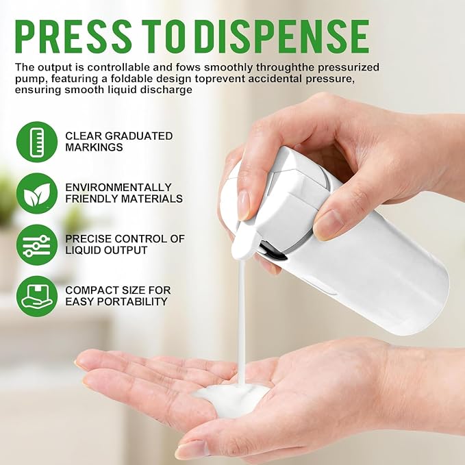 4 in 1 Travel Dispenser,4 Pack 30ML Travel Bottles for Toiletries,Refillable, Leak Proof and Portable,Suitable for Storing Shampoo, Shower Gel, Laundry Detergent, Suitable for Travel, Camping (White) - Image 3