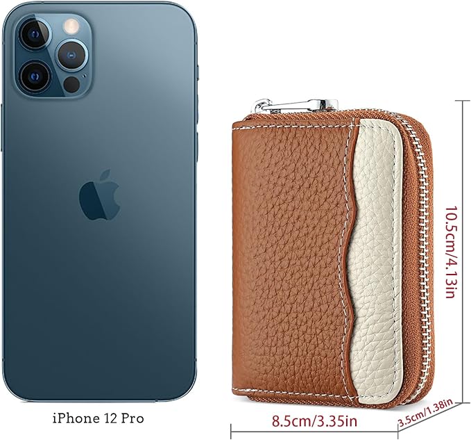 Linno RFID 20 Slots Credit Card Holder Genuine Leather Small Wallet for Women or Men with Zipper - Image 5