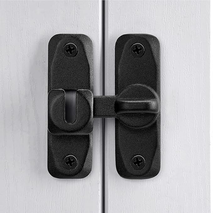 3 Pcs Matte Black 90/180 Degree Sliding Door Latches,Right Angle Door Lock | Zinc Alloy Flip Latch,Barn Door Latch,Cabinet Lock,for bedroom,cabinet,drawer,Gardens,Wine Cabinet,garage,window,Pet Cage - Image 4