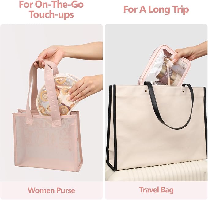 Clear Makeup Bag Foldable - TSA Approved Toiletry Bag for Travel | Metal Zipper, Reinforced Seam, Water Resistant, Medium for Carry-on, Large for Checked Luggage, for Car Storage Organizer - Image 4