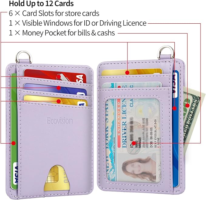 Slim Minimalist Front Pocket Wallet, RFID Blocking Credit Card Holder Wallet with Detachable D-Shackle for Men Women - Image 6