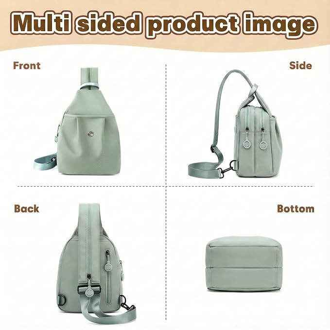 Waterproof 2-Way Mini Commuter Bag, Multi-Compartment Oxford Small Backpack, For，Women,Collegeman, Commuter, Travel with Anti-Theft,Three in One Multifunctional Convertible Design(green) - Image 7