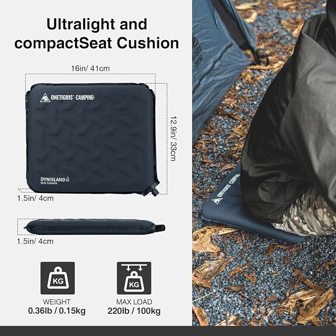 ONETIGRIS Inflatable Seat Cushion, Lightweight Waterproof Seat Pad | Lightweight waterproof inflatable cushion for camping, stadiums, travel, office chairs, car seats and outdoor events - Image 4