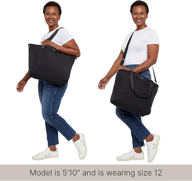 Baggallini Carryall Tote - Lightweight Nylon Zipper Top Weekender Travel Beach Bag w/Luggage Sleeve - Image 5