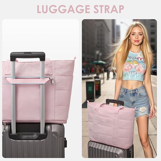 G4Free Tote Bag for Women,Puffer Work Bags with Zipper Compartments, Expandable Handbag for Travel Work Sport - Image 2