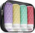 3.4oz Silicone Travel Bottles for Toiletries Refillable Liquid Accessories | for Shampoo and Conditioner, TSA Approved Leakproof Squeeze Bottles Travel-friendly with Labels/Clear Bag by Lericttor