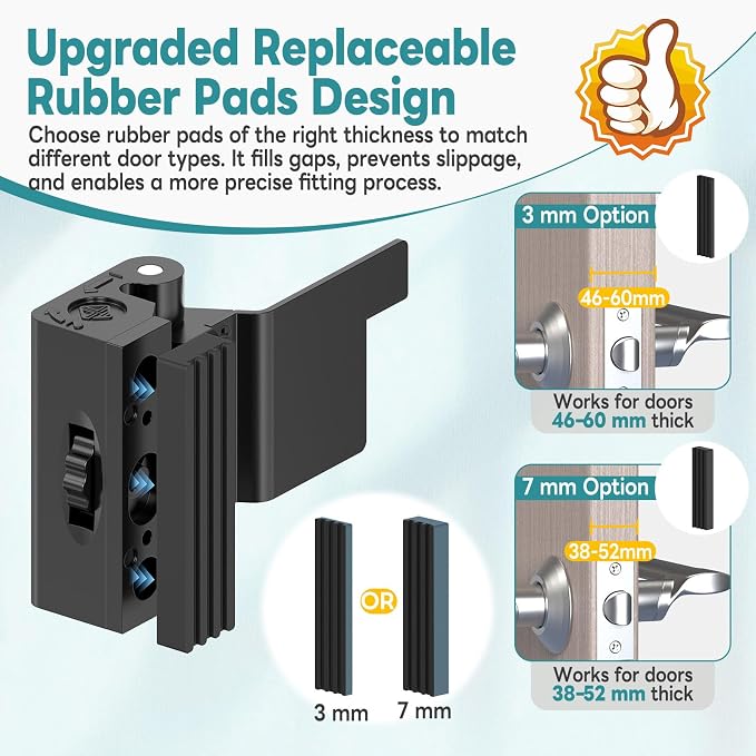 Upgraded Portable Security Door Reinforcement Lock - No Drilling Flip Lock Latch Prevents Unauthorized Entry Fits Inward-Opening Doors, Apartment, Hotel, Travel (Black-1 Pc) - Image 5