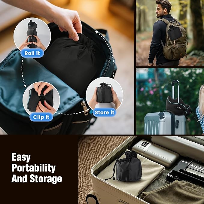Teemour Neck Pillow for Traveling, Travel Neck Pillow for Airplane Travel Essentials Memory Foam Travel Pillow for Flight with 360° Support Portable, Design for Airplane, Car & Office - Image 5