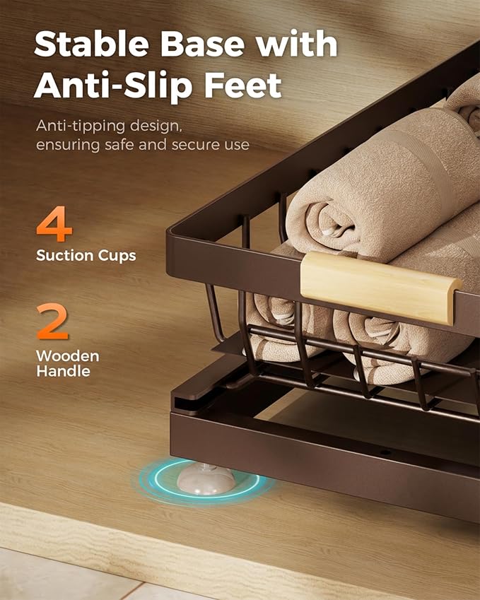 2-Pack 2-Tier Height Adjustable Under Sink Organizer & Storage (Brown) - Image 7