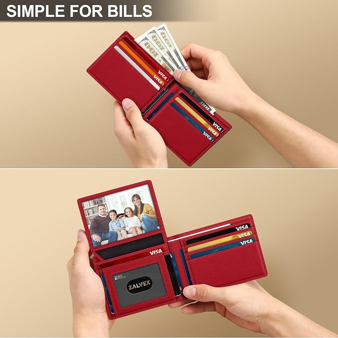 Wallet for Men Slim RFID Blocking Leather Credit Card Holder Wallet for 14 Cards, Bifold Minimalist Thin Wallet with 2 ID Windows & Cash Slot, Front Pockt Carteras Para Hombres, Birthday Gifts for Men | 14 Cards Bifold Minimalist Thin Wallet with 2 ID ... - Image 5