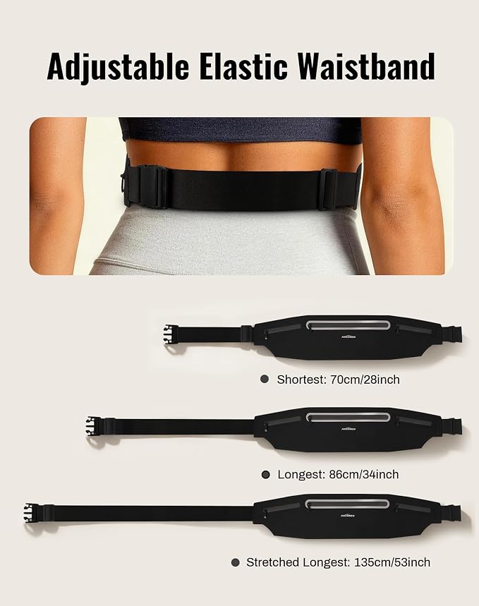 Running Belt for Women & Men-Ultra Light Slim Running Belts | Water-Resistant Phone Holder, 4 Pockets, Adjustable Waist Strap & Reflective Safety for Running, Hiking & Fitness - Image 5