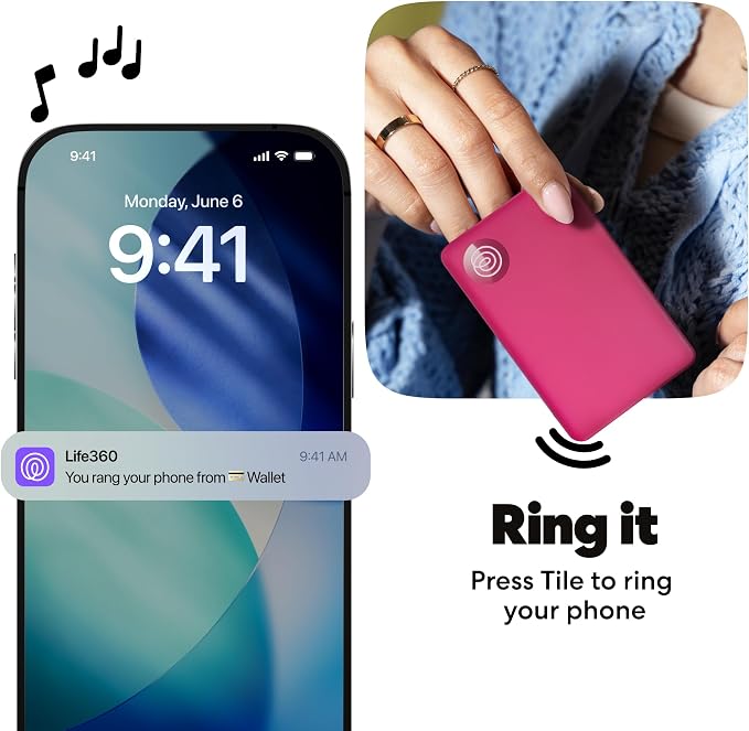 Life360 Tile Slim - Wallet Finder, Bluetooth Tracker and Item Locator for Luggage Tags, Passports and More. Both iOS and Android Compatible. Phone Finder. 1-Pack (Pink Punch) - Image 5