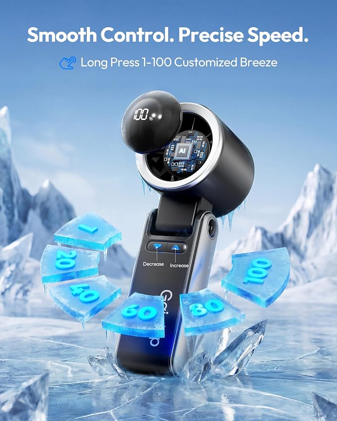 Gaiatop Portable Handheld Turbo Fan, 15 Hrs Cooling, 180° Foldable 4-in-1 Hand Held Fans, 6-Speed (1-100) Personal Mini Handheld Fans, Small Portable Fan for Travel, Working, Outdoor Women Gifts Black - Image 7