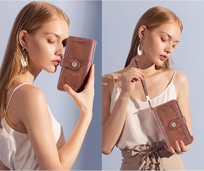 Wallets for Women Trifold Wristlet Wallets Large Capacity RFID Blocking Ladies Purse Credit Card Holder - Image 6