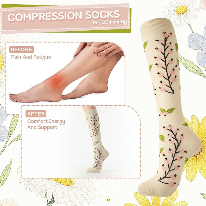 Compression Socks for Women Men | Knee High Comfort Circulation Support Socks for Athletic Running Cycling Travel - Image 5