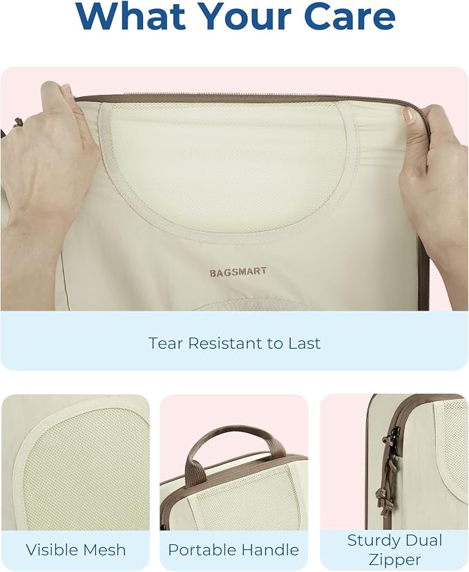 BAGSMART 6 Set Compression Packing Cubes, Travel Luggage Organizer Bags - Image 6