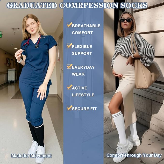 Sooverki Compression Socks for Women and Men Circulation (3/4 Pairs) is Best Support for Running Athletic Cycling Hiking - Image 4