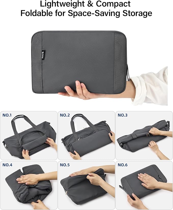 Hanke 40L Foldable Expandable Travel Tote Bag,Wet Dry Separation Laptop Weekender Carry On Bag for Travel Gym Beach Daily Use - Image 8
