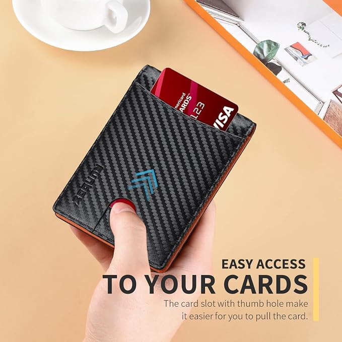 RUNBOX Slim Wallet for Men Genuine Leather RFID Blocking Bifold Minimalist Front Pocket Mens Wallet with Money Clip Thin Gift Box - Image 4