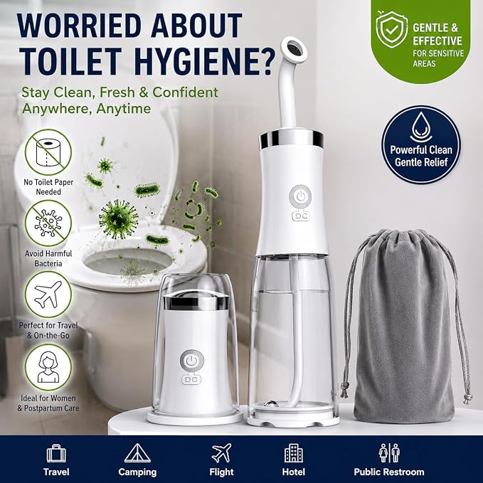 Rechargeable Portable Bidet Sprayer, 4 Pressure Options for Personal Cleaning, Travel Bag Included - Essentials for Postpartum/Perineal/Hemorrhoid Care - Image 2