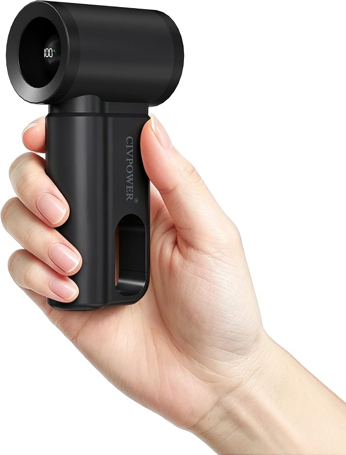 CIVPOWER Portable Mini Fan Handheld: Personal Travel Fan USB Rechargeable - 100 Speed Turbo Fan with LED Display - Pocket Size 8H Max Runtime, Outdoor Sport Hiking Concert Gift for Women Men, Black by CIVPOWER
