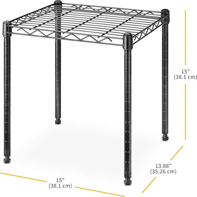 Whitmor 1 Tier Supreme Stacking Shelving Unit, Wire Metal Home Storage Organizer, 15" L x 14" W x 15" H, Black - Image 3