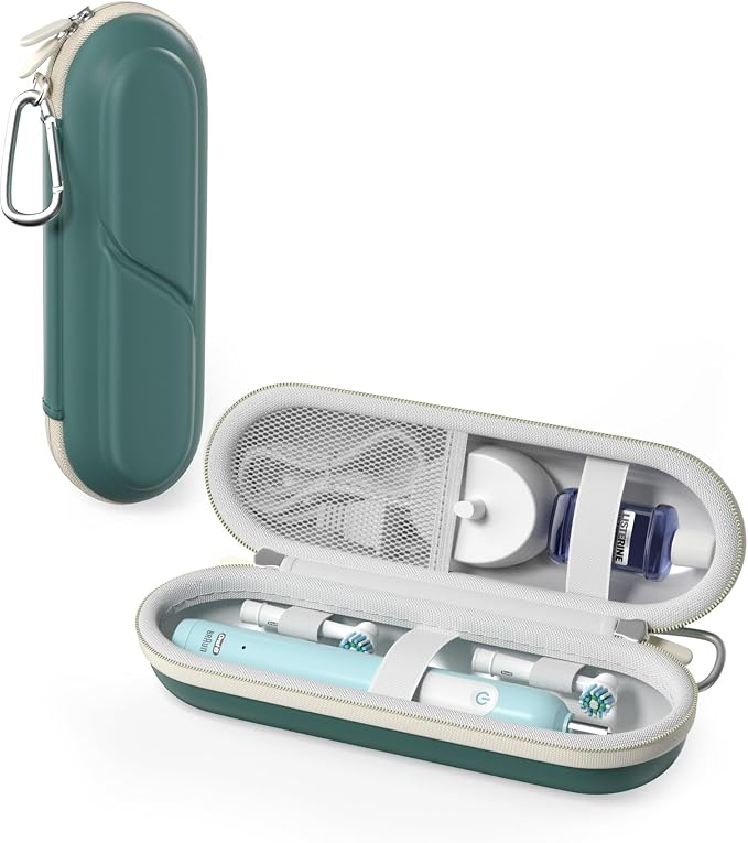 ProCase Toothbrush Travel Case for Oral-B/Oral-B Pro 1000 1500 5000 7000 7500 6000 9600/Philips Sonicare 4100 5100 1100 6100 5300 Oral-B iO Electric Toothbrush Portable Hard Container -Darkgreen by ProCase