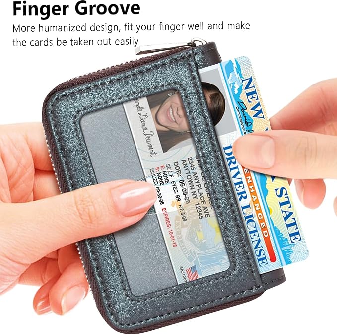 FurArt Zipper Wallet Women RFID Credit Card Holder keychain Wallet | ID Window RFID Blocking Compact Small business 15/16 slots - Image 2