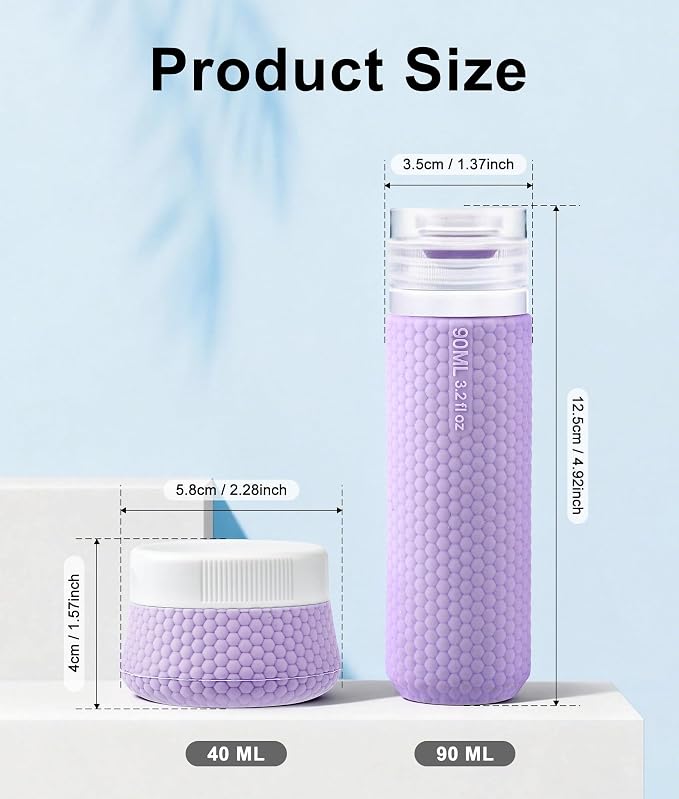 Travel Bottles for Toiletries, TSA Approved 3oz Leak Proof Travel Size Liquid Containers, BPA-Free Refillable Silicone Squeeze Bottles, Ideal for Shampoo Lotion and Conditioner (4 Pack) - Image 2