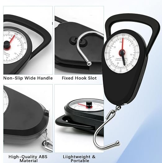 Hanging Scale with Hook, Fish Scale No Battery, Suitcase Scale, 80 Lbs | 2PC Luggage Weight Scale with Tape Measure, Durable Hanging Scale with Tape Measure for Suitcases, Travel, Fishing & Outdoor - Image 6