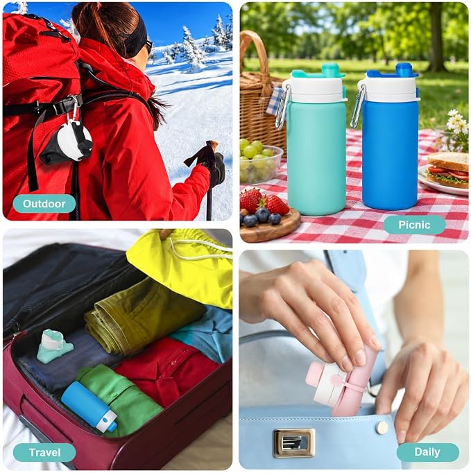 PLTCAT Collapsible Water Bottle, 19oz Foldable Bottle BPA Free Reusable Lightweight Leak-Proof Travel Silicone Water Bottle for Travel, Gym, Hiking, Office, Camping - Image 7