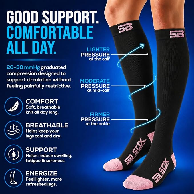 SB SOX Compression Socks for Men & Women (20-30mmHg) | Best Quality Compression Socks for Flying, Medical, Sports, Wide Calf Fit, Pregnancy, and Daily Wear. Trusted since 2016. - Image 4