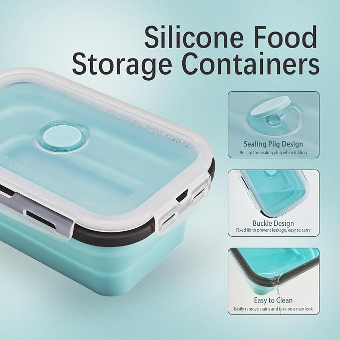 8 Collapsible Food Storage Containers, Silicone Collapsible Food Storage Containers, Collapsible Food Storage Silicone, Rv Collapsible Bowls, Collapsible Storage Containers for Food Camping - Image 5