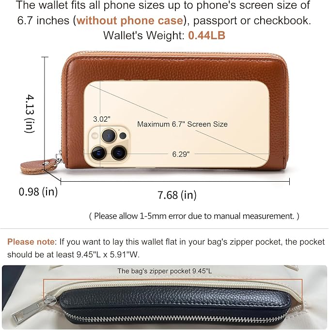 Moflycom Womens Wallet RFID Blocking Genuine Leather Zip Around Wallet Clutch Wristlet Travel Long Purse for Women - Image 4