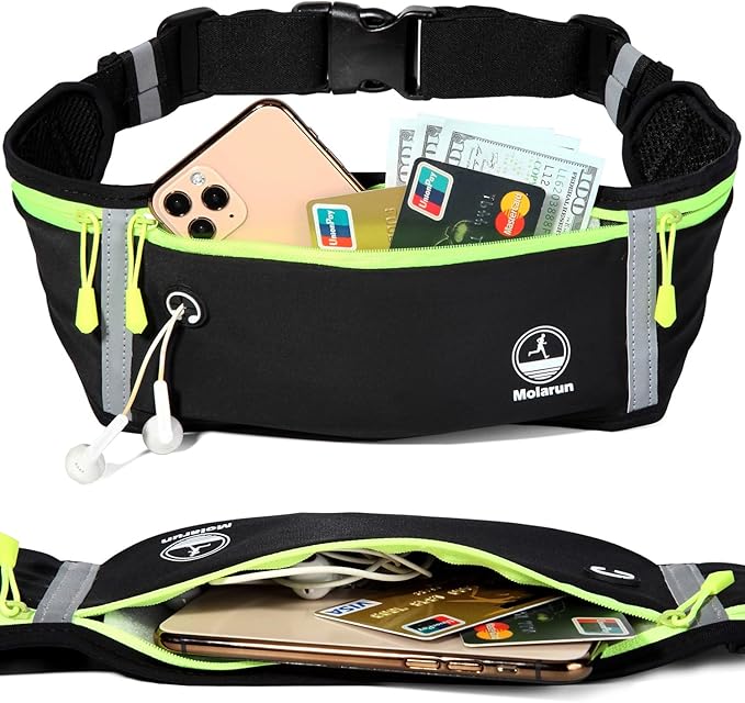 Running Belt Slim Fanny Pack Jogging Pouch Phone Holder Waist Pack - Black - Image 3