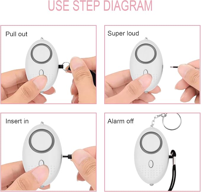 Safe Sound Personal Alarm, 8 Pack 140DB Personal Security Alarm Keychain with LED Lights, Emergency Safety Alarm for Women, Men, Children, Elderly - Image 5