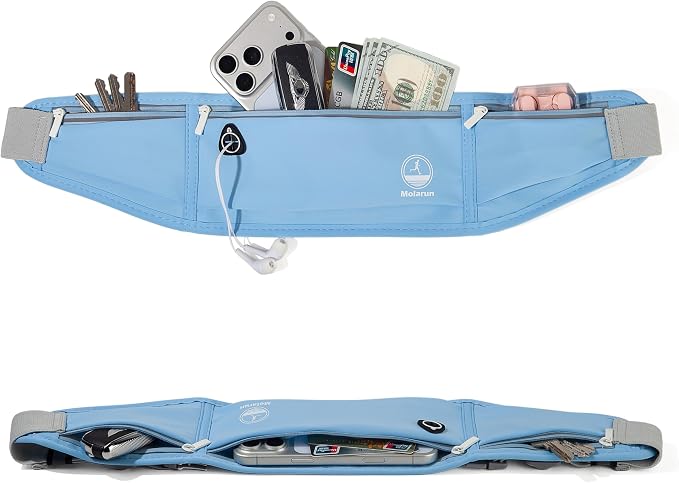 Slim Running Belt Fanny Pack, Phone Holder Waist Pack Money Belt - Blue - Image 5