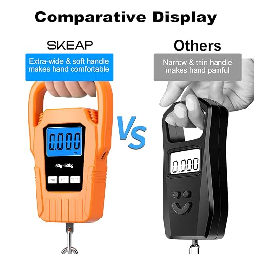 SKEAP Digital Fish Scale Hanging Scale Fishing Scale,110lb/50kg Luggage Scale,Upgrade Large Handle & Backlit LCD Display, Electronic Balance Digital Fishing Postal Scale,Orange,Fishing Gifts for Men - Image 2