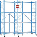 DEANIC 4 Tier Foldable Storage Shelves with Wheels, Large Capacity Shelving Unit, Freestanding Metal Wire Shelf Rack, No Assembly Organizer Rack for Garage Kitchen, Basement, Pantry(Blue Pack of 2) by ShowNow