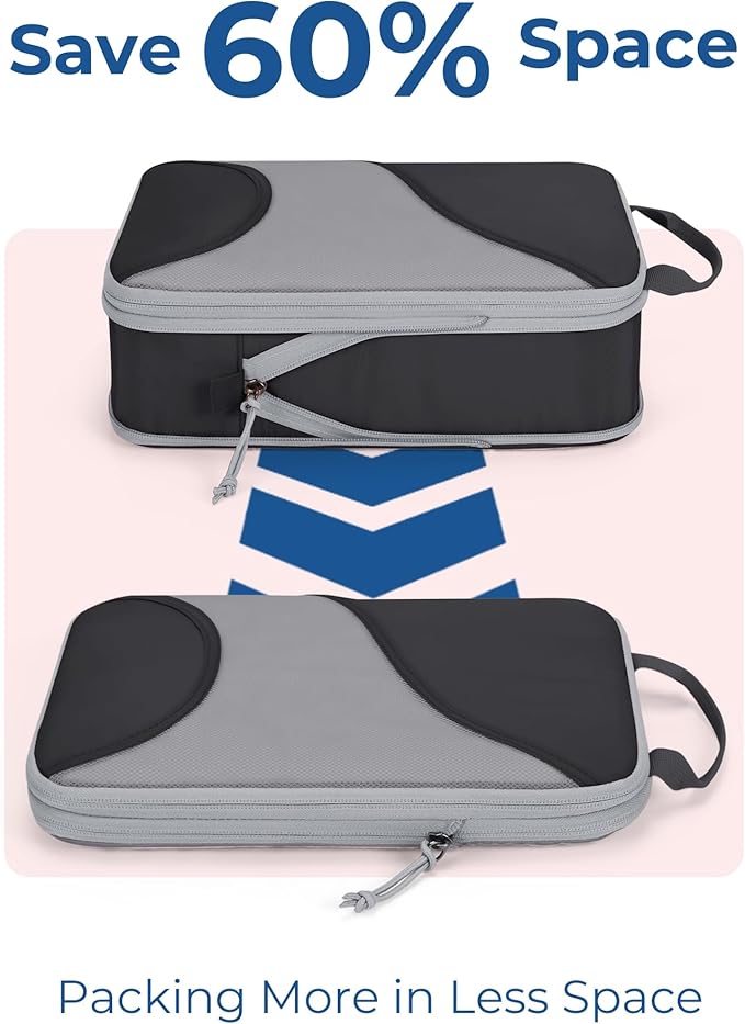 Bagsmart Compression Packing Cubes, Travel Bag Cruise Ship Essentials | Lightweight, Compressible Suitcase Organizer Set fit Standard Carry-On & Checked Luggage, 6 Set, 14 Set Washable Packing Bags - Image 4