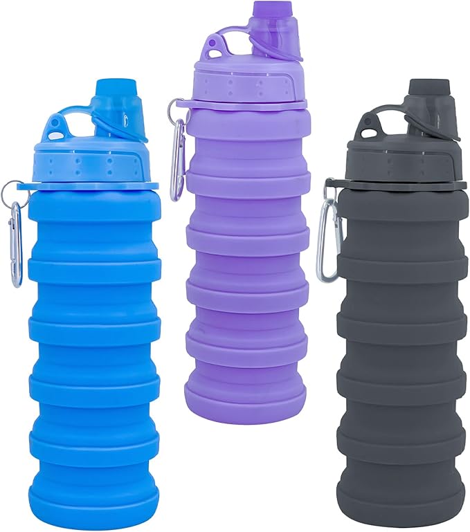 Collapsible Water Bottles Travel water bottle Sports Portable Sport Water Bottle Reusable Water Bottles comes with mountaineering Buckle 500ml silicone Water-proof camping water bottle by YCTMALL