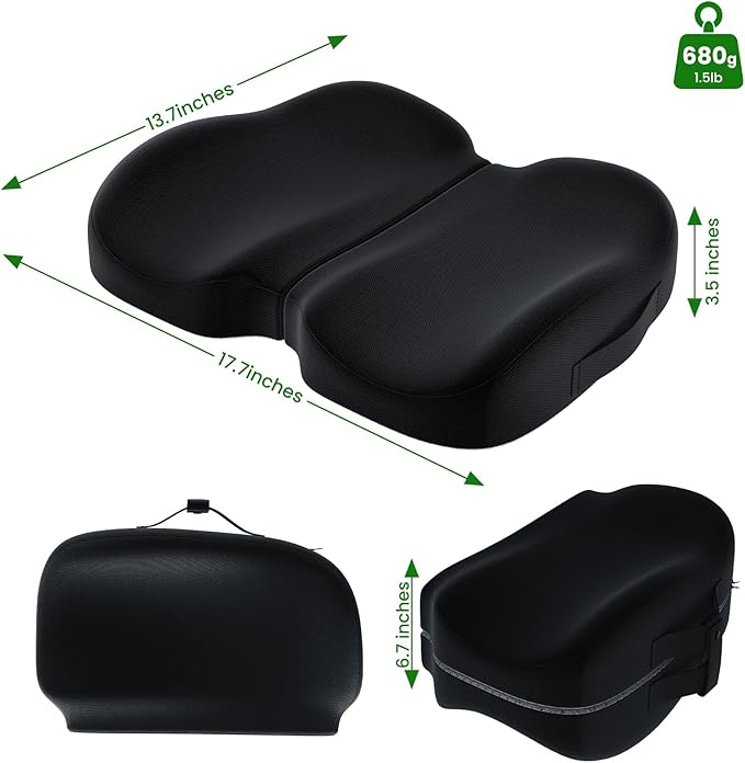 A-Pce Foldable Travel Seat Cushion-with Built-in Handles，Black | Ergonomic design, Memory Foam Cushions for Home & Office Use, Perfect for Travel or Driving - Image 4